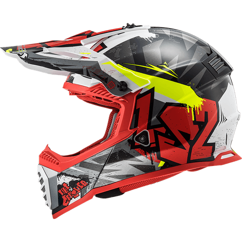 Casco LS2 MX437 Fast Evo Crusher Negro / Rojo Mate