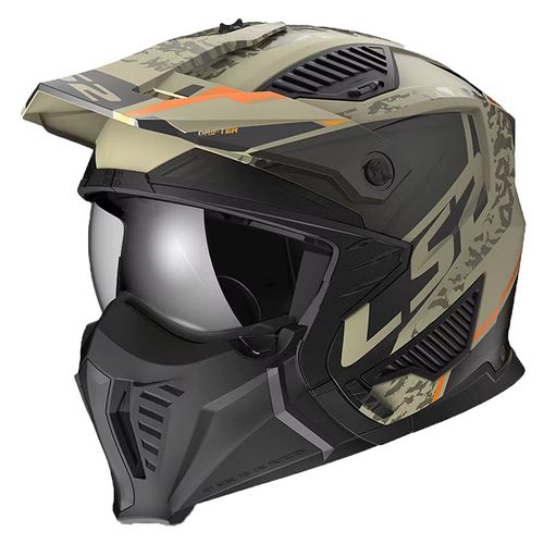 Casco LS2 Drifter Devor Send Negro / Verde / Mate