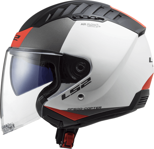 Casco LS2 600 Copter II Urbane Solid Blanco / Rojo / Mate